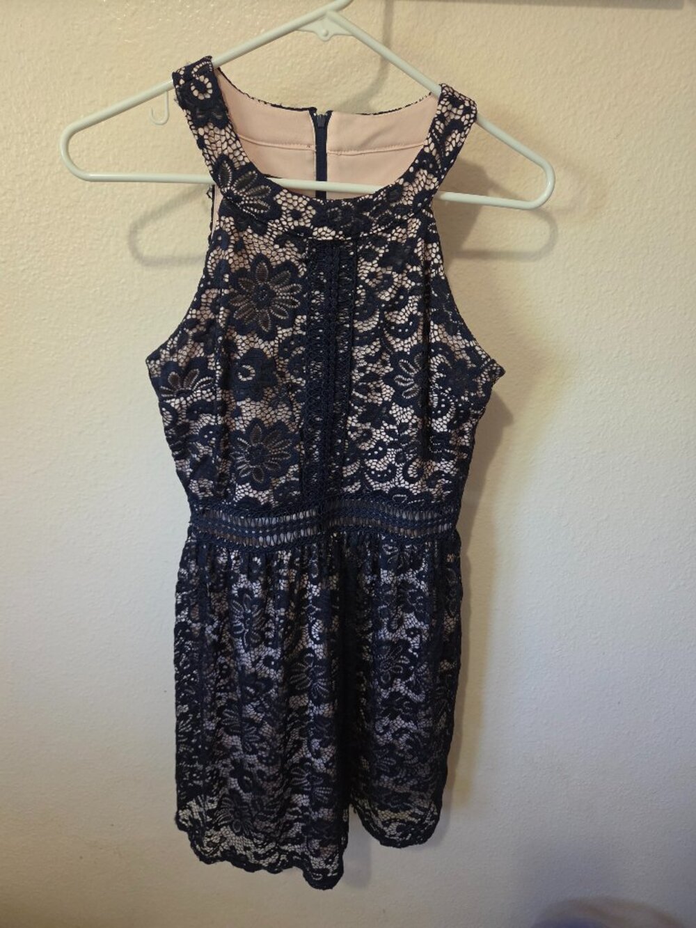 by & by Lace Navy and Pink Dress